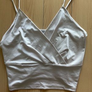 Silver vneck Crop top